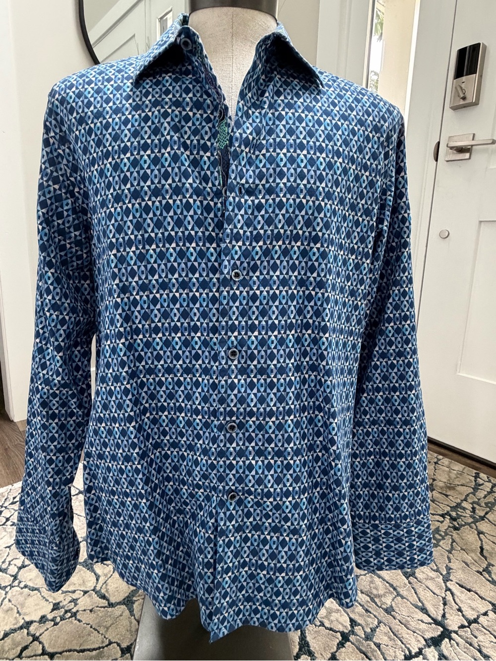 Robert Graham Blue Geometric Button-Down Shirt